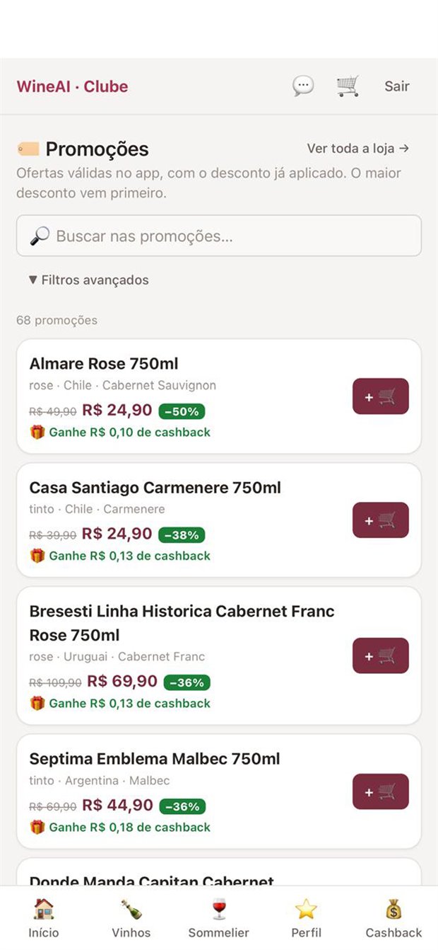 Promotions list with original price, discounted price and percentage