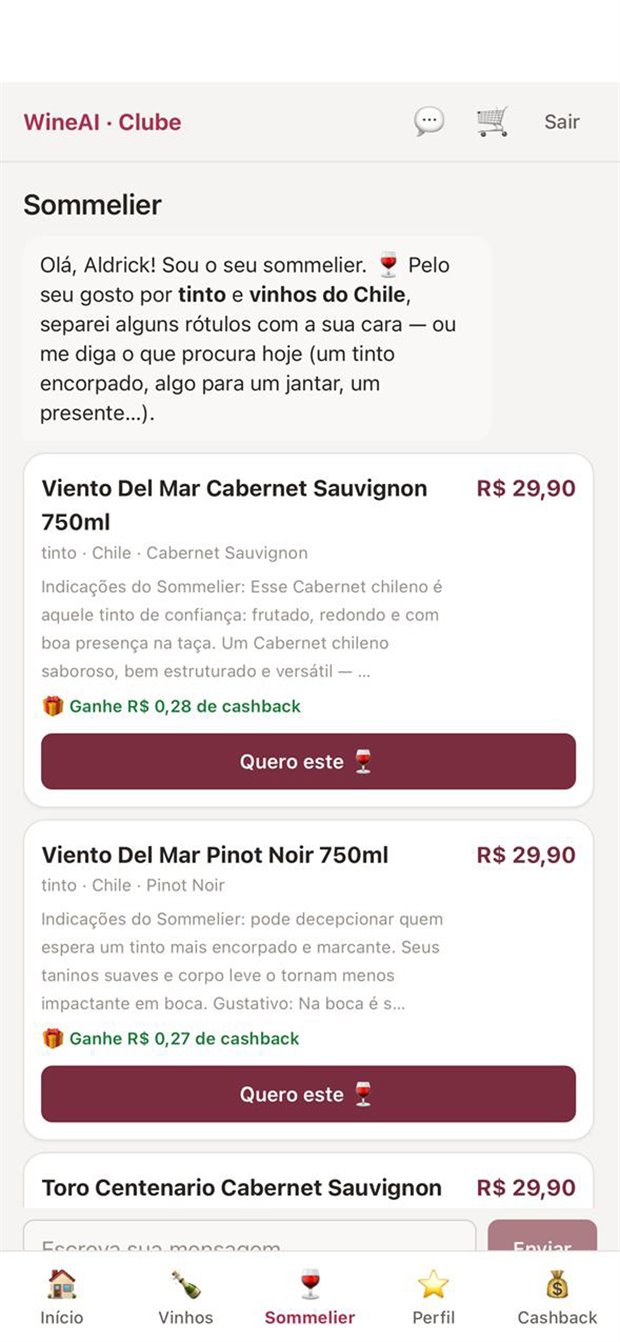 Recommendation screen within the shop's own catalogue