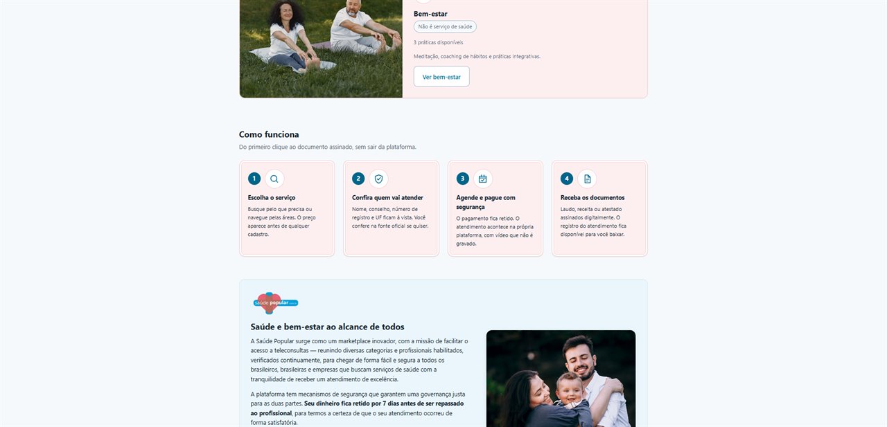 Section explaining the four stages of an appointment on Saúde Popular
