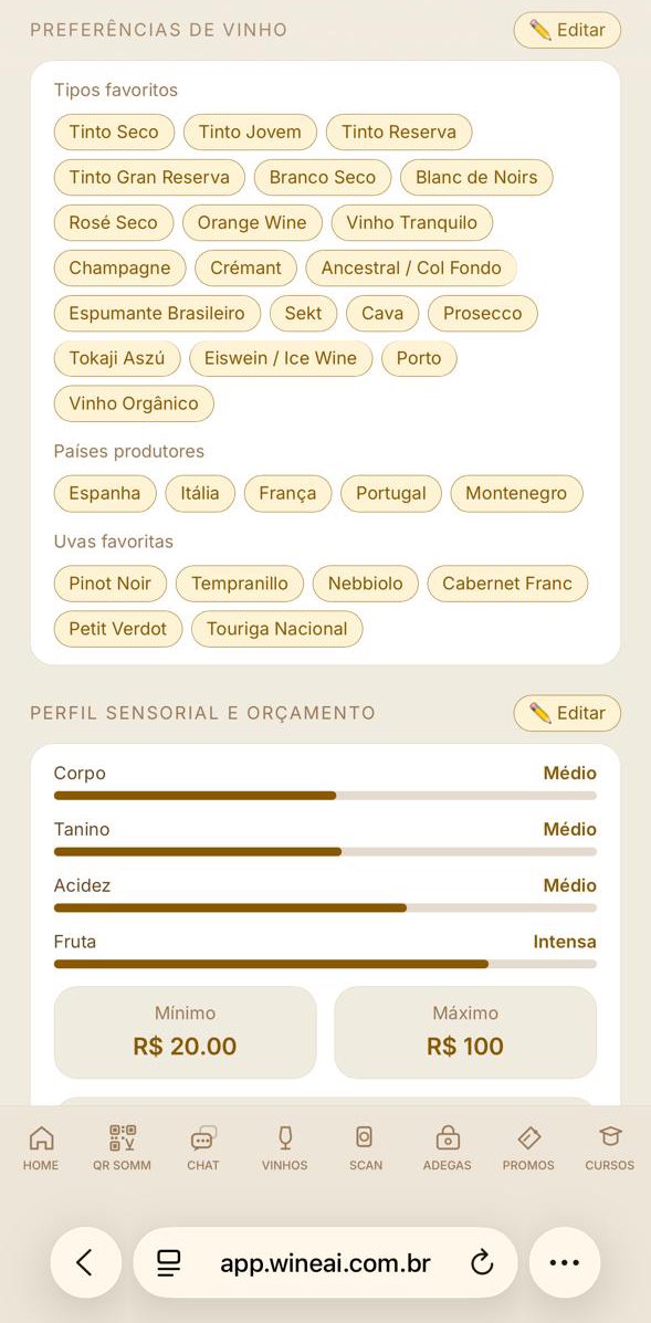 Preferences and sensory profile screen with a budget range